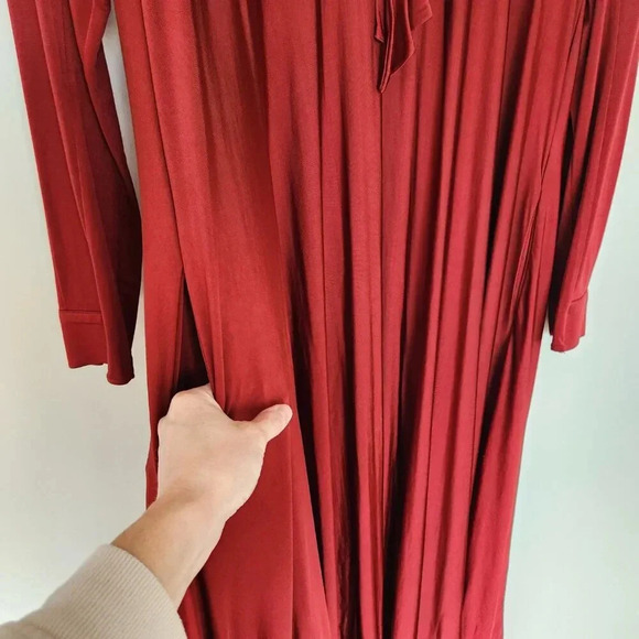 Zara Campaign Collection Ruffled Long Sleeve Maxi Dress Size Small Romantic Red - Picture 6 of 9